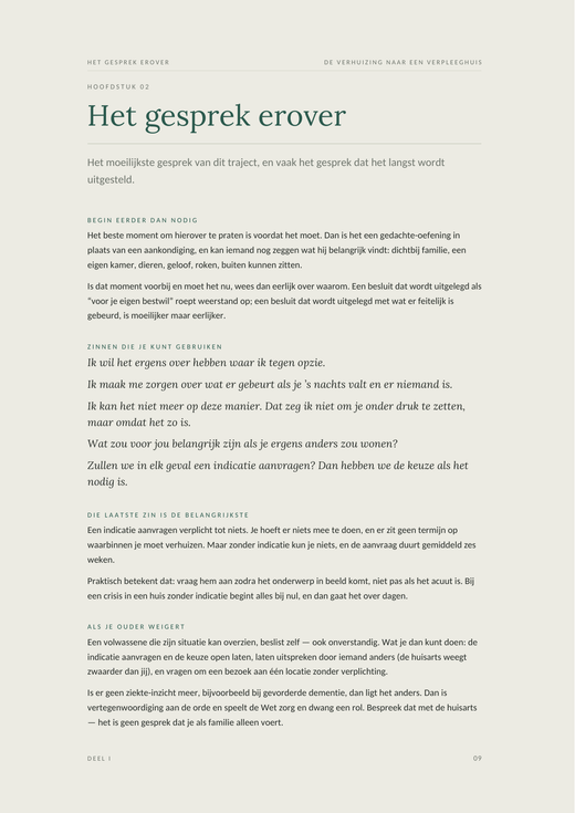 Voorbeeldpagina 1 uit De verhuizing naar een verpleeghuis
