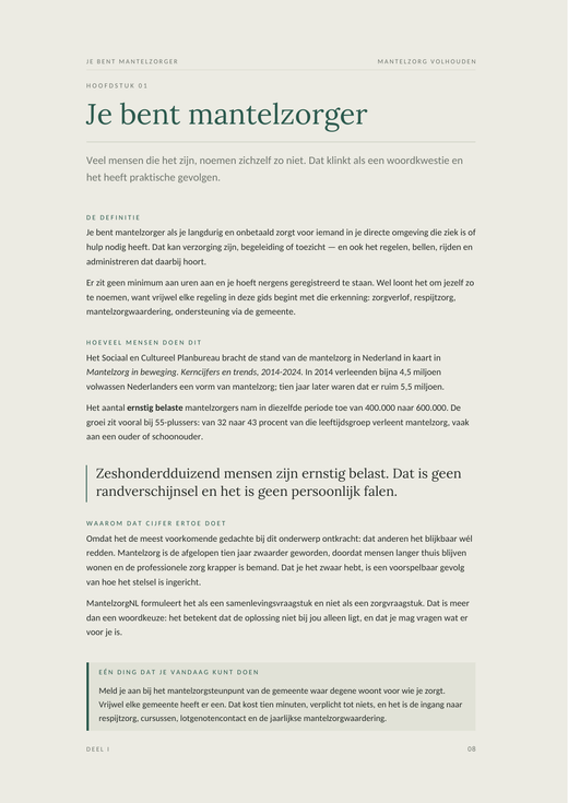 Voorbeeldpagina 1 uit Mantelzorg volhouden