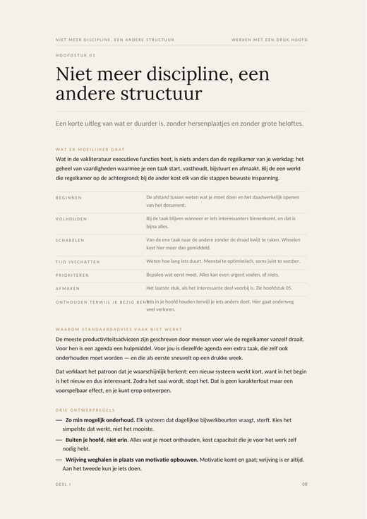 Voorbeeldpagina 1 uit Werken met een druk hoofd